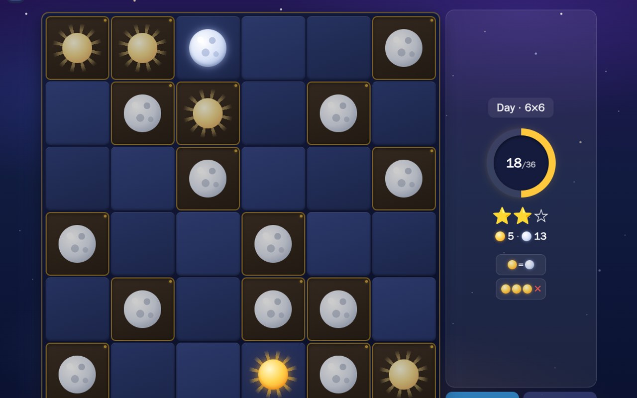Takuzu · Sun & Moon Grid