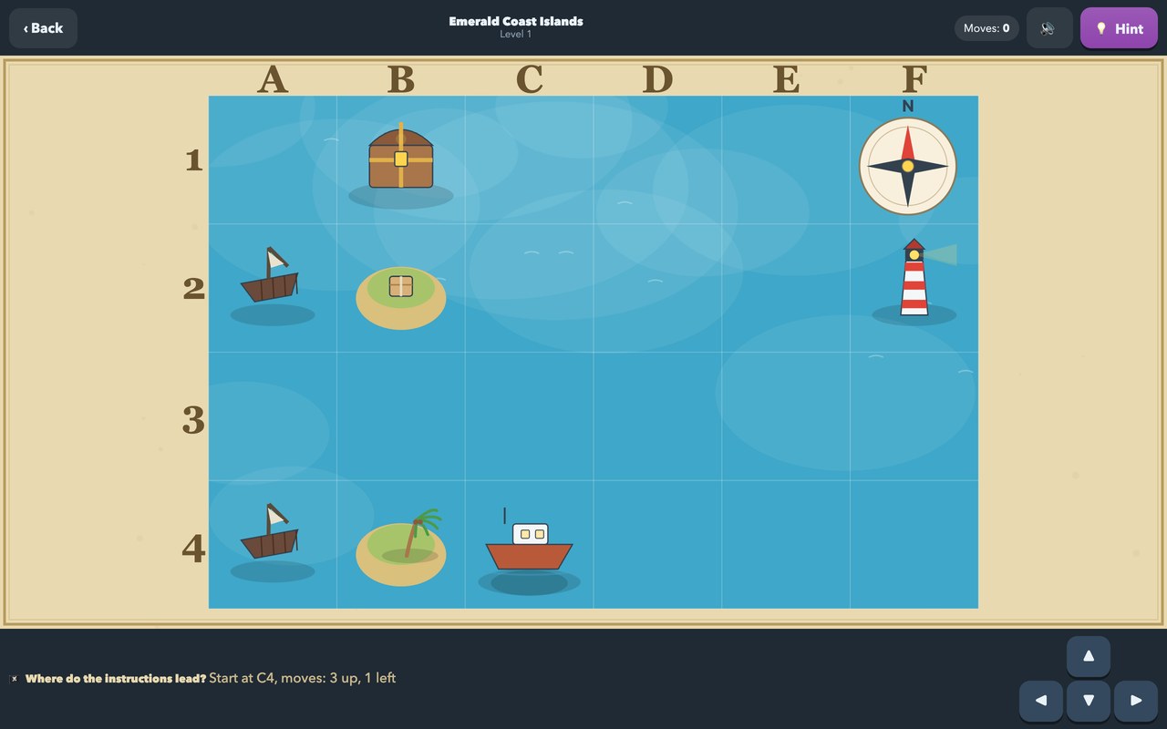 Treasure Grid · Map Directions